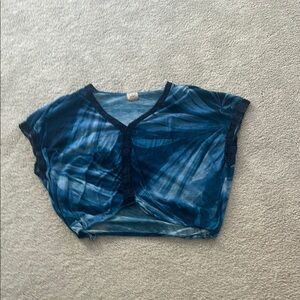 Blue Tie-Dye Women's Eyelash Couture Top